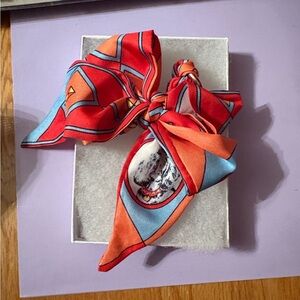 Elegant Red and Blue Silky Twilly